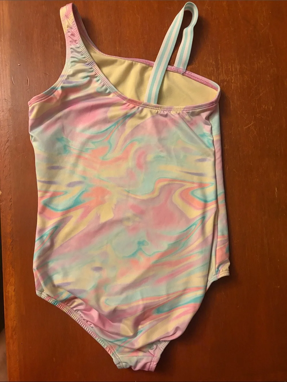 Lands' End Girls' Pastel Marble One-Piece Swimsuit - Pink, Yellow, Blue